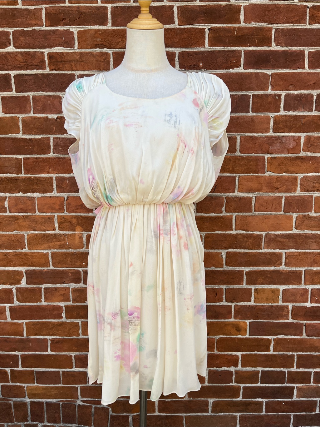 Mulberry Silk Mini Dress Cream With Pastel Floral Accents